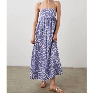 Rails Lucille Island Blue and White Maxi Dress Sz L NWT